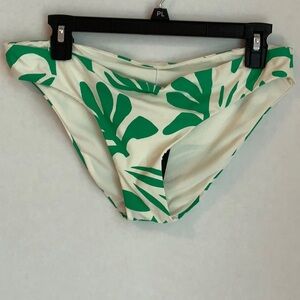 NWT Green and White Leaf Print Bikini Bottom